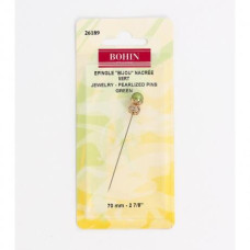 26189 Bohin Декоративна булавка - Зелена перлина 70 мм
