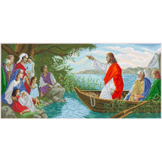 75 ІЧ-схема Ісус у човні. БС Солес. Схема на тканині для вишивання бісером
