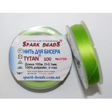 2709 нитка для бісеру Титан №100, 100 м, кислотно-зелений, Spark Beads