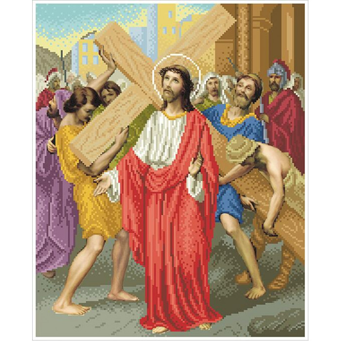 96 ХД-02-набір Ісус бере на себе хрест. БС Солес. Набір для вишивання бісером
