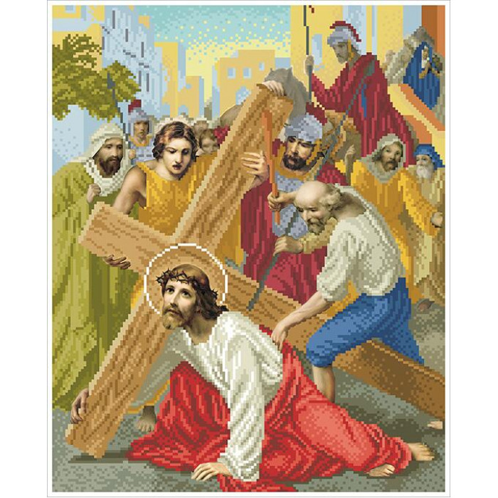 97 ХД-03-набір Ісус падає перший раз під тягарем хрестом. БС Солес. Набір для вишивання бісером