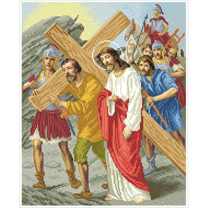 99 ХД-05-набір Симон з Киринеї допомагає Ісусові нести хрест. БС Солес. Набір для вишивання бісером