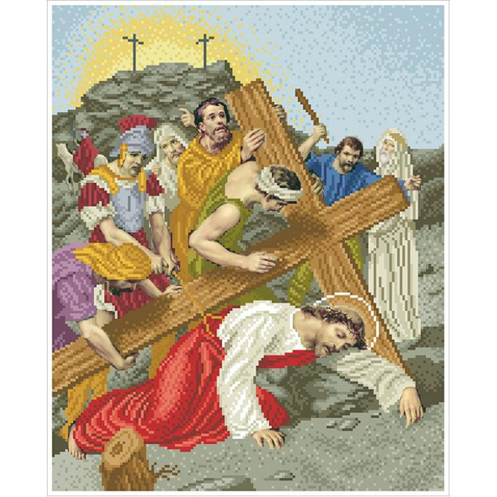 103 ХД-09-набір Ісус падає третій раз під тягарем хреста. БС Солес. Набір для вишивання бісером