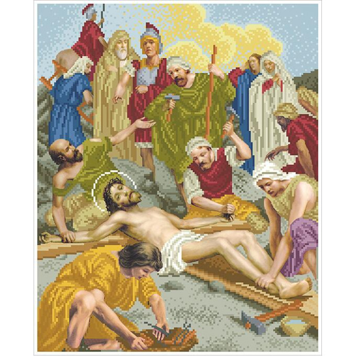 105 ХД-11-набір Ісуса прибивають до хреста. БС Солес. Набір для вишивання бісером