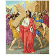 96 ХД-02-схема Ісус бере на себе хрест. БС Солес. Схема на тканині для вишивання бісером