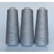 277 Пряжа Visco Knot Infinity Yarn, 100гр - 500м, світло-сірий+мультіколор, 100% віскоза з люрексом