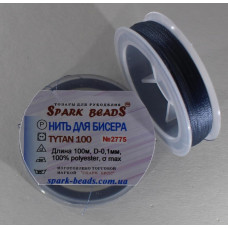 2775 нитка для бісеру Титан №100, 100 м, синя сталь, Spark Beads