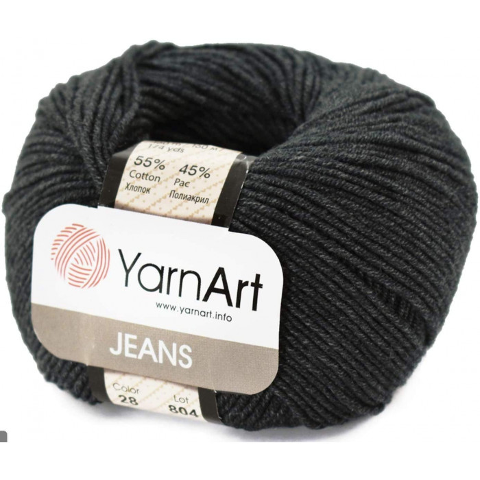 28 Пряжа Jeans 50гр - 160м (Чорний) YarnArt