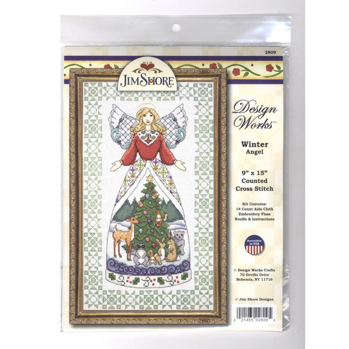 2809 Design Works Набір для вишивки рахунковим хрестиком - Зимовий ангел 22,9x38,1 см, Aida14