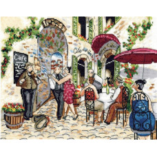 2854 Design Works Набір для вишивки рахунковим хрестиком - Танці в кафе 35,6x25,4 см, Aida14
