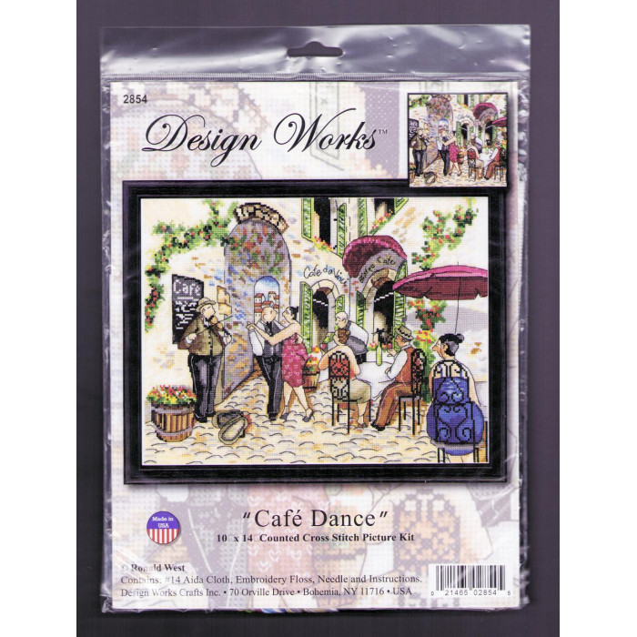 2854 Design Works Набір для вишивки рахунковим хрестиком - Танці в кафе 35,6x25,4 см, Aida14