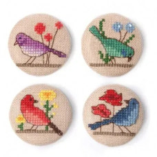 2871104 Xiu Crafts Набір для вишивки рахунковим хрестиком - Комплект значков Птахи та квіти 5х5 см, Aida ct 28 (4 шт)