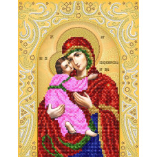 АС4-066 Володимирська ікона Божої Матері (золото). А-строчка. Схема на тканині для вишивання бісером
