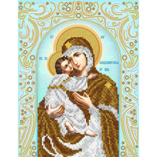 АС4-067 Володимирська ікона Божої Матері (срібло). А-строчка. Схема на тканині для вишивання бісером