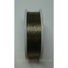 100-15 Spark Beads Алюр металлизированая нитка, колір золото оливкова 100 м.