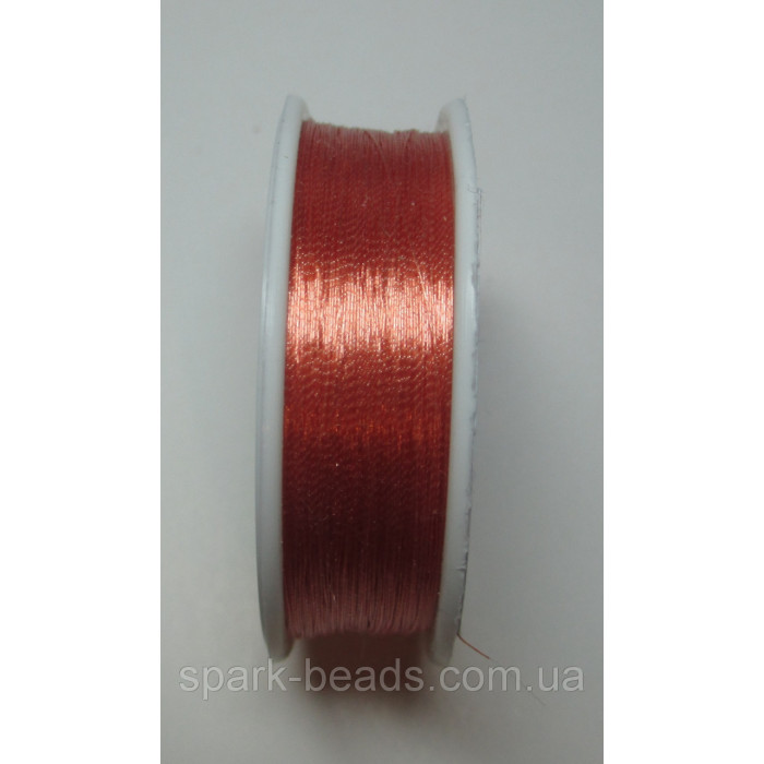 100-17 Spark Beads Алюр металлизированая нитка, колір кораловий 100 м.