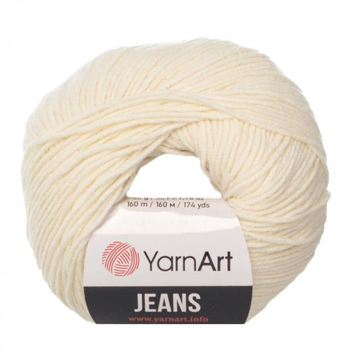 3 Пряжа Jeans 50гр - 160м (Молочний) YarnArt