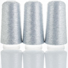 3 Пряжа Lurex+Micropaette, сіро-сріблястий+пайетка срібна, 50гр-1400м, Китай, полiестер