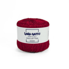 30101 Пряжа Lana Gatto Paillettes, 25г - 195м, червоний, 100% поліестер