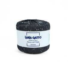 30103 Пряжа Lana Gatto Paillettes, 25г - 195м, темно-сірий+паєтка голографічна, 100% поліестер