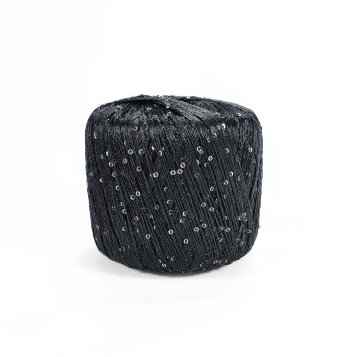 30103 Пряжа Lana Gatto Paillettes, 25г - 195м, темно-сірий+паєтка голографічна, 100% поліестер