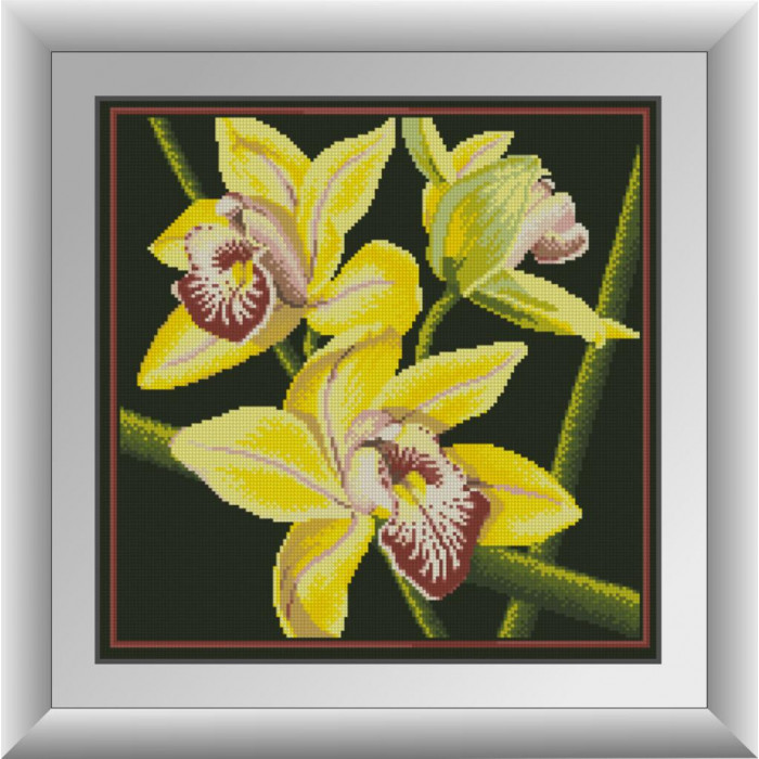 30412 Жовта орхідея. Dream Art. Набір алмазної мозаїки (квадратні, повна)