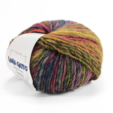 30512 Пряжа Lana Gatto Davos, 50г - 90м, помаранчевий-жовтий-малиновий мікс, 51% вовна, 49% акрил