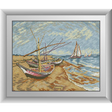 30515 Рибальські човни на березі Сент-Марі. Ван Гог. Dream Art. Набір алмазної мозаїки (квадратні, повна)