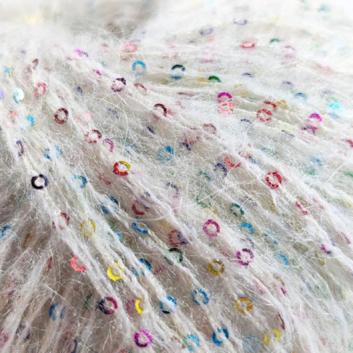 30561 Пряжа Lana Gatto Cocktail, 50г - 115м, перлинний+голографічна паєтка, 15% мохер, 19% акрил, 23% поліестер, 43% поліамід