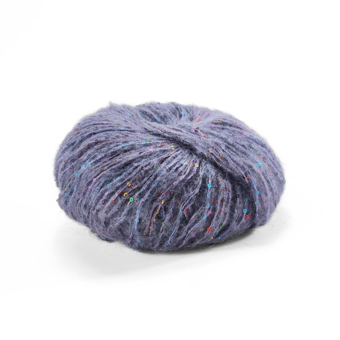 30562 Пряжа Lana Gatto Cocktail, 50г - 115м, фіолетовий+голографічна паєтка, 15% мохер, 19% акрил, 23% поліестер, 43% поліамід