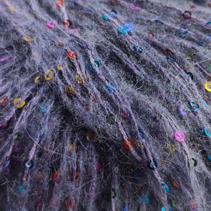 30562 Пряжа Lana Gatto Cocktail, 50г - 115м, фіолетовий+голографічна паєтка, 15% мохер, 19% акрил, 23% поліестер, 43% поліамід