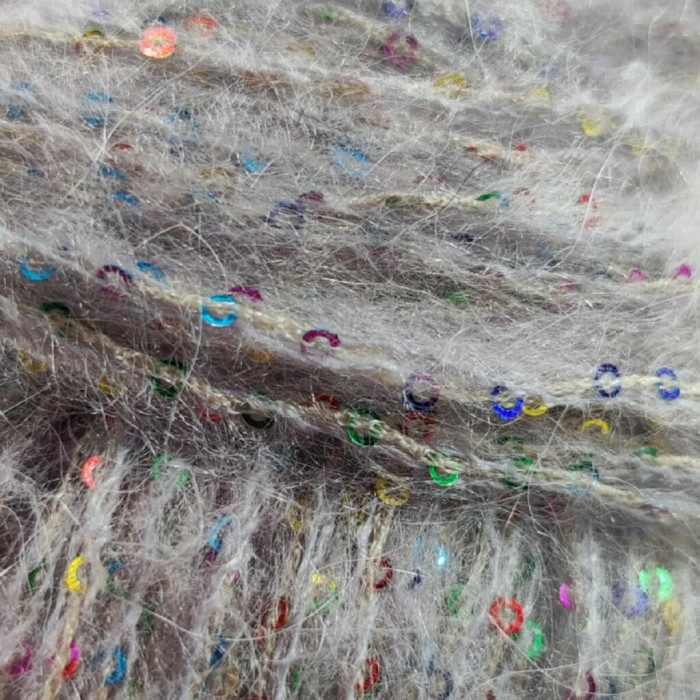 30563 Пряжа Lana Gatto Cocktail, 50г - 115м, сірий+голографічна паєтка, 15% мохер, 19% акрил, 23% поліестер, 43% поліамід