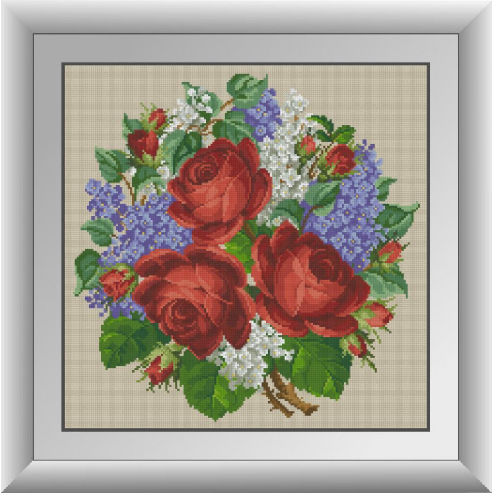 30633 Троянди з ліліями. Dream Art. Набір алмазної мозаїки (квадратні, повна)