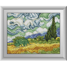 30778 Пшениця з кипарисами. Ван Гог. Dream Art. Набір алмазної мозаїки (квадратні, повна)
