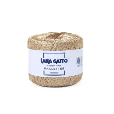 30784 Пряжа Lana Gatto Paillettes, 25г - 195м, золотистий беж, 100% поліестер