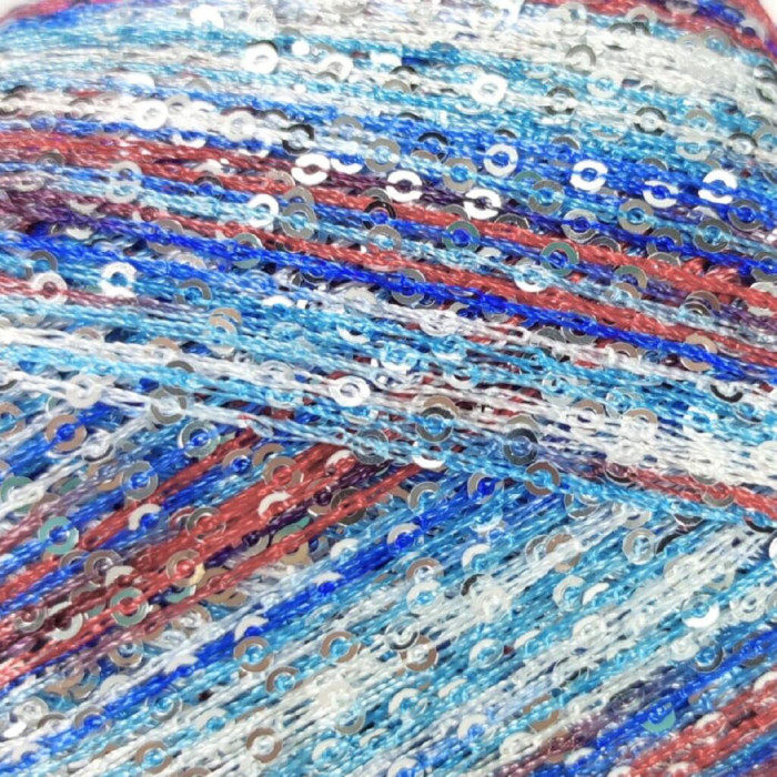 30905 Пряжа Lana Gatto Deco, 25г - 112м, блакитний-червоний мікс, 55% поліамід, 45% поліестер