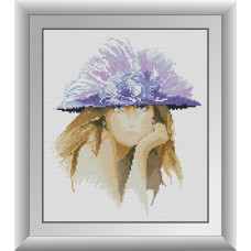 30939 Дівчина у фіолетовому капелюшку. Dream Art. Набір алмазної мозаїки (квадратні, повна)