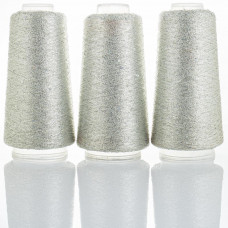 31 Пряжа Lurex+Micropaette, світло-сріблястий+пайетка срібна, 50гр-1400м, Китай, полiестер