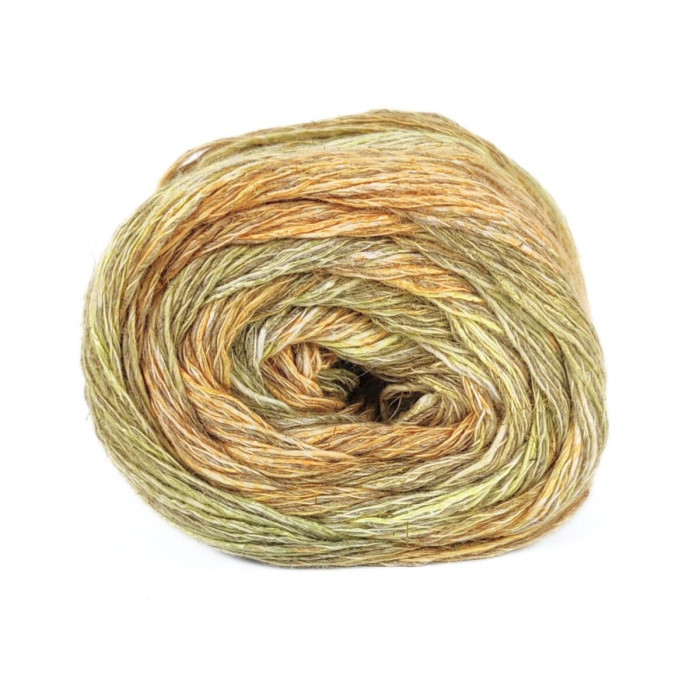 31024 Пряжа Lana Gatto Kenia, 100г - 250м, гірчичний мікс, 36% бавовна, 36% льон, 28% віскоза