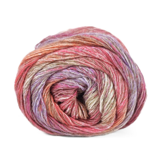 31026 Пряжа Lana Gatto Kenia, 100г - 250м, фуксія мікс, 36% бавовна, 36% льон, 28% віскоза