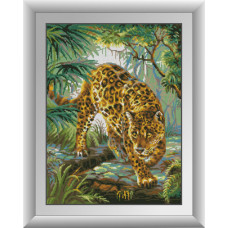 31043 Леопард в джунглях. Dream Art. Набір алмазної мозаїки (квадратні, повна)