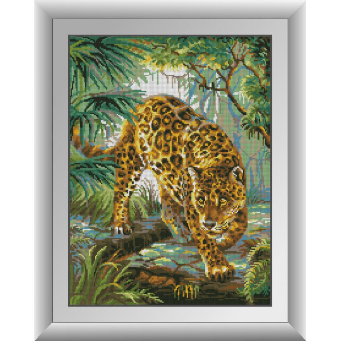 31043 Леопард в джунглях. Dream Art. Набір алмазної мозаїки (квадратні, повна)