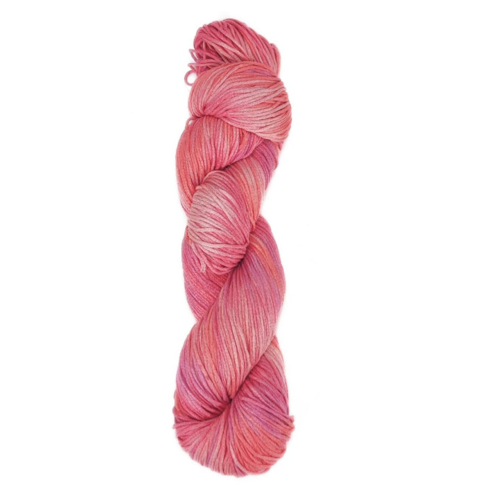 31055 Пряжа Lana Gatto Dubai, 100г - 270м, рожево-червоний мікс, 72% шовк, 28% бавовна