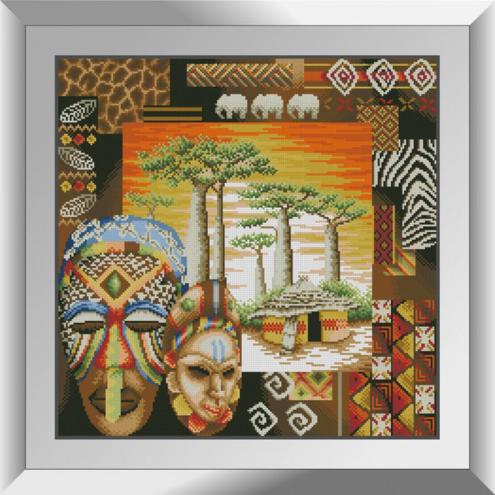 31076 Африканські мотиви. Dream Art. Набір алмазної мозаїки (квадратні, повна)