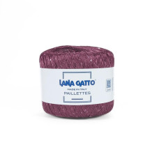 31157 Пряжа Lana Gatto Paillettes, 25г - 195м, винний, 100% поліестер