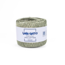 31161 Пряжа Lana Gatto Paillettes, 25г - 195м, оливковий, 100% поліестер