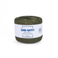 31162 Пряжа Lana Gatto Paillettes, 25г - 195м, хакі, 100% поліестер