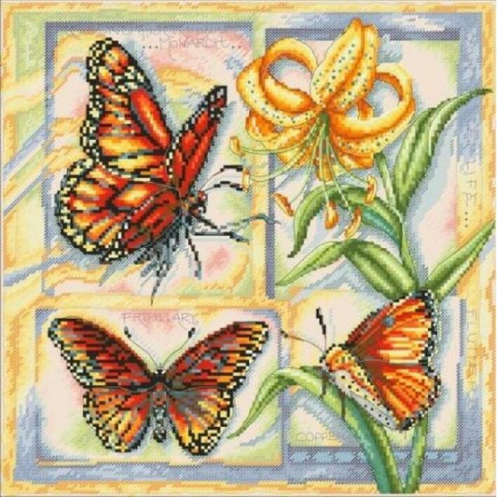 312 Помаранчеві метелики. Світ Можливостей. Канва з нанесеним малюнком