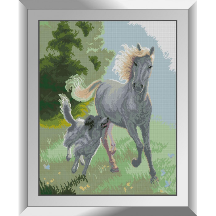 31260 Кінь і собака. Dream Art. Набір алмазної мозаїки (квадратні, повна)