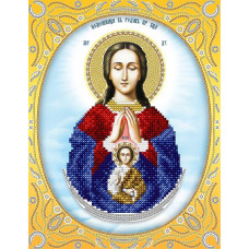 АС4-081 Ікона Божої Матері Помічниця в пологах (золото). А-строчка. Схема на тканині для вишивання біс